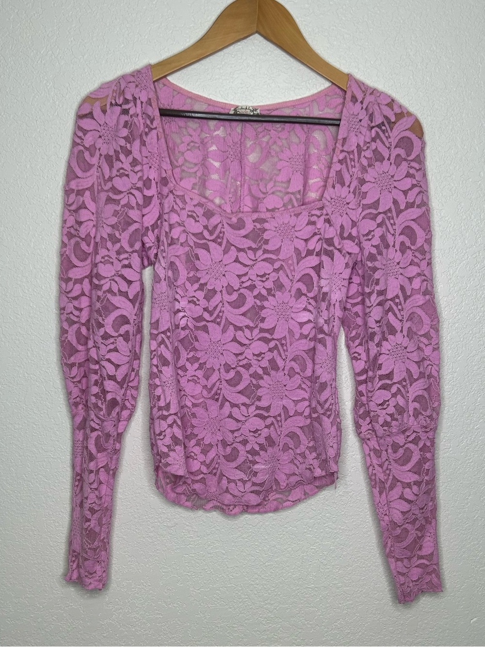 Free People Intimately Lilac Lace Long Sleeve Top